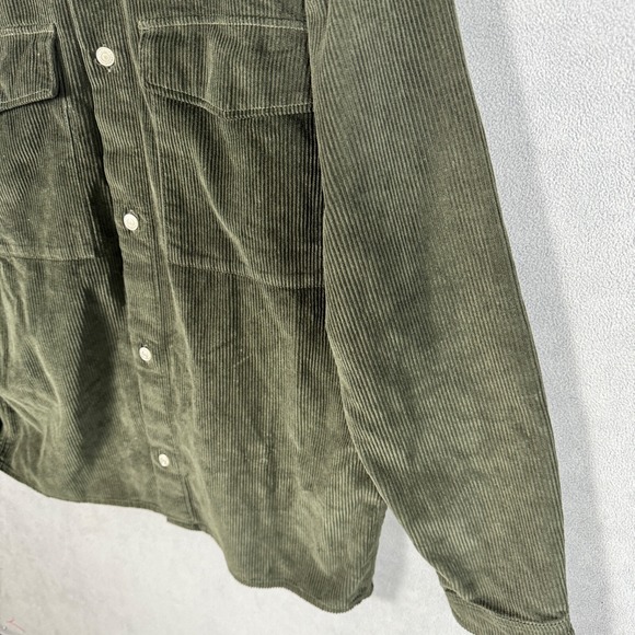 Abercrombie & Fitch Corduroy Shirt Men L Tall Green Cotton Shacket Vintage - Picture 4 of 12